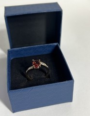 Vintage Red Cubic Zirconia Ring Gold Plated Womens Size 6.5
