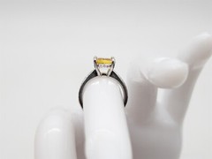 Designer $7000 5ct Natural Yellow Sapphire VS G Diamond 18k White Gold Ring