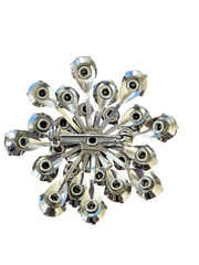 Vintage Silver Tone Pink Rhinestone Prong Set Stones Brooch ~ 1 5/8″ Diameter