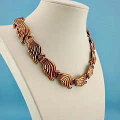 Vintage Renoir Necklace Copper Wing Shaped Links Adjustable 14″ to 18″ Signed