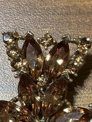 Signed Vintage 70s WEISS RARE 2-1/2” Maltese Cross Orange Austrian Crystals