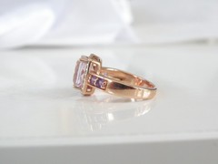 Rose Gold on Sterling Silver 925 Natural Irradiated Morganite Size 6 Ring