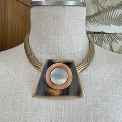 Vintage 1980s Modernist Statement Necklace Geometric Omega Runway