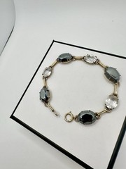 Antique Old VTG Gold Filled Tennis Bracelet White Topaz? Estate Sale Rare Read