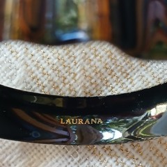 LAURANA BLACK SILVER GOLD ENAMEL BANGL BRACELET Vintage