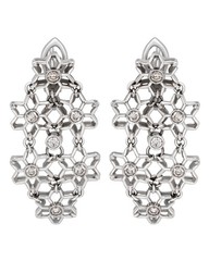 .99CT DIAMOND 18KT WHITE GOLD 3D MULTI STAR FLORAL FUN CLIP ON HANGING EARRINGS