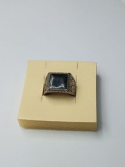 USSR Signet Ring with Black Overlay and Enamel 21mm Brass Chrome Good condit