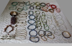 Mix Jewelry BRACELETS 66+ pc Lot, 3 Lbs,wearable, some with semi-precious stones