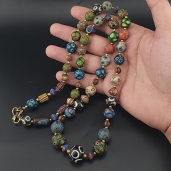 Ancient Venetian Style Mix Gabri Glass Beads Necklace 26in 10.7–13.7mm