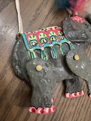 Vintage Dorian Designs 1989 Elephant Necklace RARE Colorful articulating SIGNED