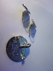 Unusual Pendant/Brooch and Earrings Set Vintage 90’s New Old Stock