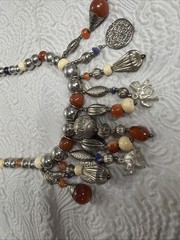 Vintage Boho Style Political Donkey & Elephant Gemstone 22” Necklace Made India