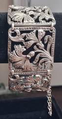 Vintage Italy 925 Sterling Silver Marcasite Wide Panel Bracelet Heavy 63g Ornate
