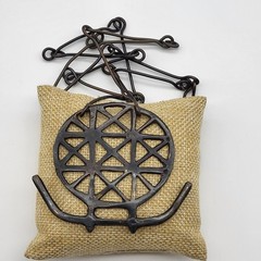 Antique Wrought Iron Artisan Necklace Bold Geometric Estate