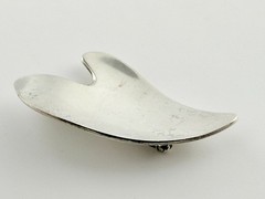 Vintage E Dragsted Denmark Sterling Silver Modernist Heart Pin Brooch 12g 2 Inch