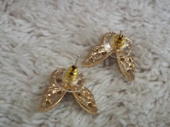 Goldtone Rhinestone Butterfly Pierced Earrings (F10)