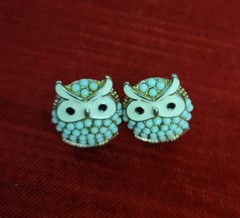 Vintage Clip On Owl Earrings