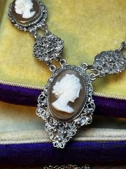 Antique Cameo Necklace “Italian” Filigree 16.5” 800 Silver