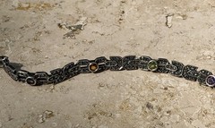🌝✨STACKABLE Vintage STERLING SILVER MULTI Color GEMSTONE 💎 MARCASITE Bracelet✨