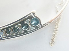 Vintage Sterling Silver 925 Natural Heated Blue Topaz Channel Set Necklace 18″