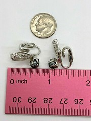 Vintage Sterling Silver 6mm Hematite Fairy Wing Clip On Earrings 5.1 Grams