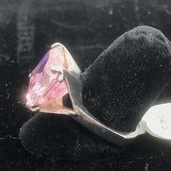 Vintage ESPO Sterling Silver Large Pink Cubic Zirconia Ring varied sizes