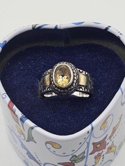 Brighton Citrine Ring 925 Silver and Gold Wash Side Bars Vintage (Retired)