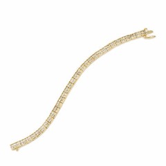 Vintage 4.00ct Full Cut Diamond 14k Gold Solid Hinged Link Two Row Bracelet