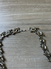 Vintage Person Link Chain Silver Necklace Modern Statement Unique- 24 Inch