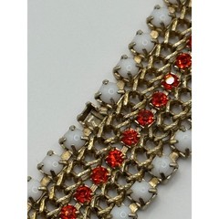 Vintage Hobe Bracelet Multicolor Rhinestone Gold Tone READ