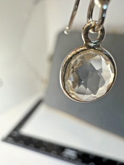Vintage TGCC Sterling Silver Clear Quartz Dangle Earrings 925
