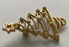 VINTAGE VERO CHRISTMAS TREE BROOCH PIN OPEN GOLD MID CENTURY MODERN MCM HTF 27
