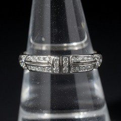 DIAMOND ART DECO BAND RING – 900 PLATINUM – 0.25 CTW – VS2 F-G – SIZE 7