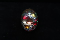 Vtg Domed Confetti Gold Tone Acrylic Resin Artist Made Adjustible Ring Fireworks