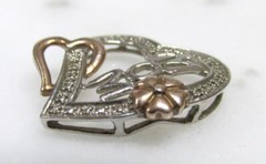 Diamond Sterling Silver Mom Heart Flower Pendant ~ 2.2g ~ 5-B595