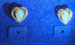 1/20 14K GF Opal Heart Post Earrings, Vintage