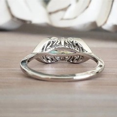 Art Deco Style Marquise Lab Created Diamond Wedding Ring 14K White Gold Finish