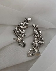 1950’s Ear Climbers Clip On Earrings Clear Rhinestone 2″