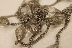VCLM Filigree Crystal Station Necklace – Dark Silver Tone Chain