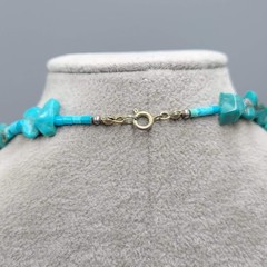 Vintage Turquoise Stone Nugget Bead Necklace 22 in 59 grams