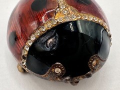 STERLING SILVER RED ENAMEL LADYBUG SIGNED MMA ART MUSEUM GLASS BROOCH PENDANT
