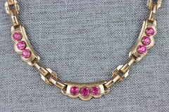 Barclay Gold Tone Choker with Pink Rhinestones, Signed, 58gr