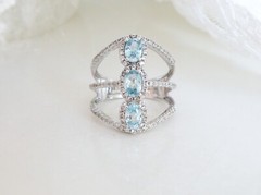 New Natural Blue Topaz Modern Sterling Silver 925 Ring Size 7