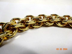 VINTAGE TWO TONE TEXTURE GOLD TONE CHAIN LINK 7″ BRACELET
