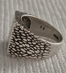 Vintage Freemason Men’s 9.25 Textured Sterling Ring Turquoise/ Enamel Size 11