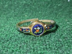 Vintage JAI 17 Jewels Peek A Boo Watch Elegant Floral Black Gold Swiss Made