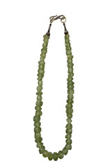 Vintage Chunky Green Prehnite Beaded Chip Nugget Necklace Handmade 18″ Choker
