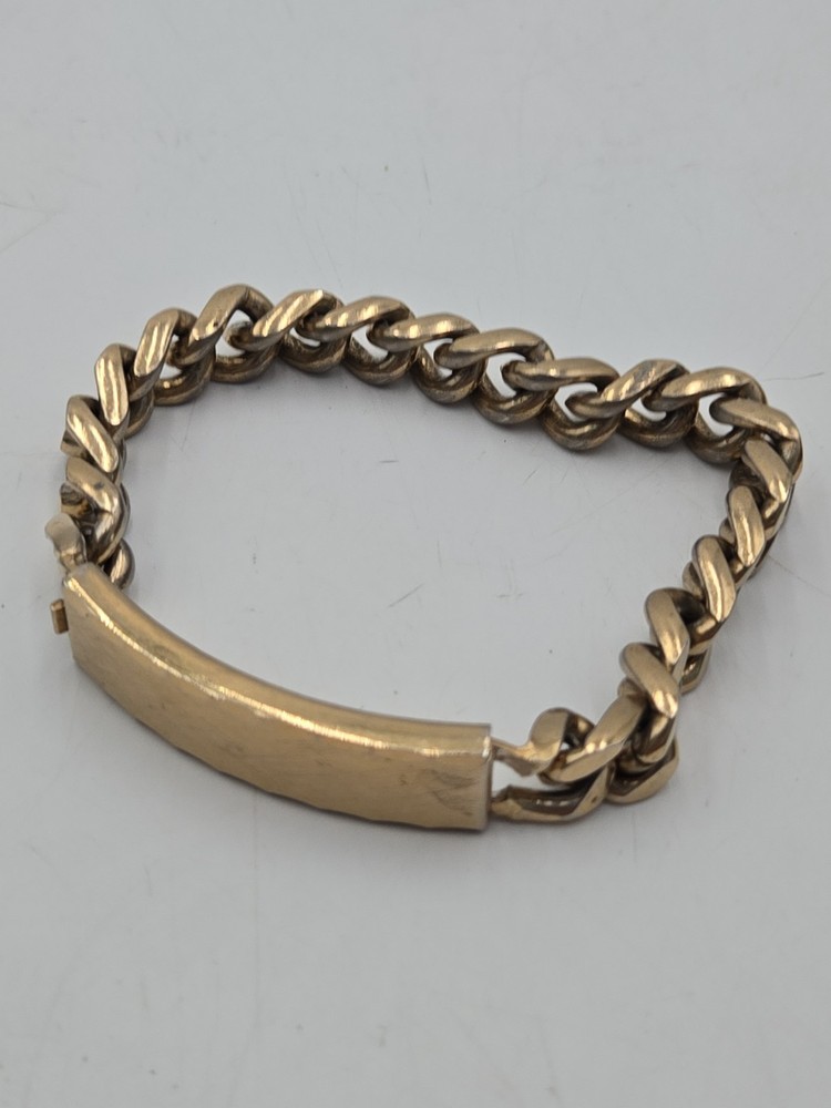Vintage Speidel USA Gold Tone Curb Chain ID Bracelet Fold Over Clasp