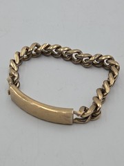 Vintage Speidel USA Gold Tone Curb Chain ID Bracelet Fold Over Clasp