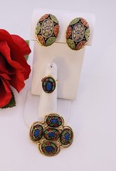 Vintage SARAH COVENTRY Jewelry Light Of The East Brooch Ring & Earrings 1968